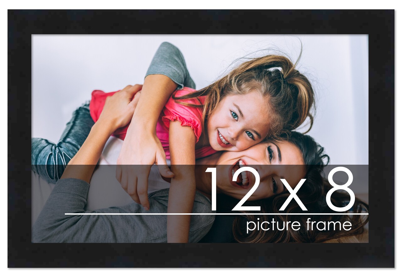 12x8 Solid Wood Picture Frame with UV-Resistant Acrylic & Acid-Free Backing, Available in 6 Finishes: Matte Black, Matte White, Metallic Bronze, Silver, Natural Wood Grain & Mahogany